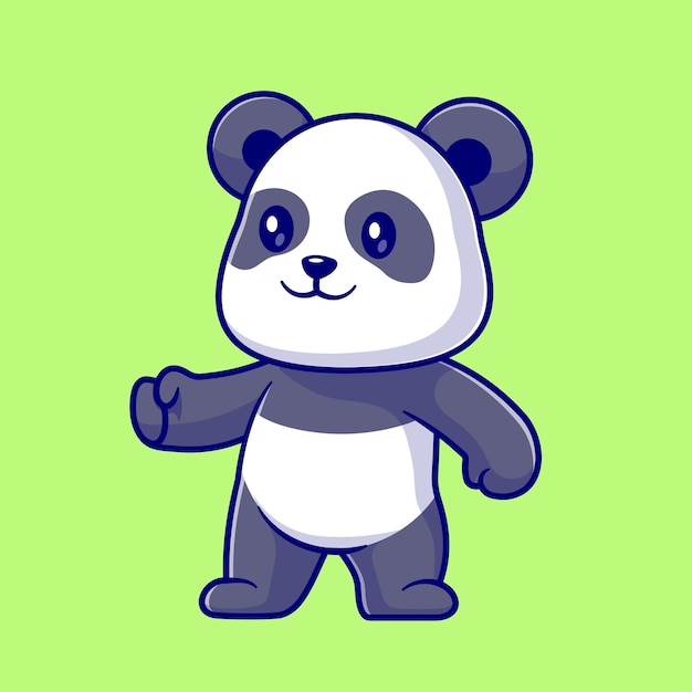 Vecteur gratuit icône vectorielle de dessin animé de la main de panda mignon illustration d'icône de la nature animale vecteur plat isolé