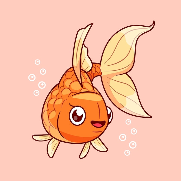 Vecteur gratuit icône vectorielle de dessin animé de poisson rouge mignon nageant illustration de l'icône de la nature animale vecteur plat isolé