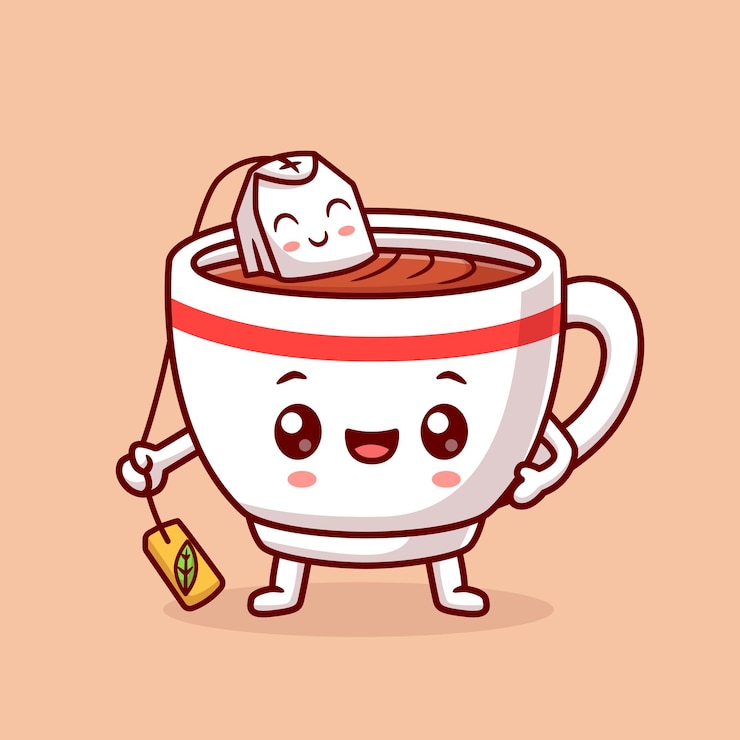 Vecteur gratuit icône vectorielle de dessin animé de thé mignon dans une tasse illustration icône d'objet de boisson vecteur plat isolé