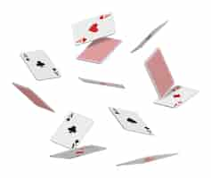 Vecteur gratuit icône vectorielle réaliste cartes à jouer volantes d'as de diamants clubs piques et coeurs sur ba blanc