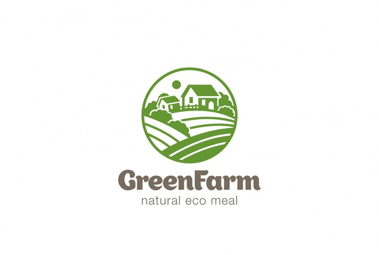 Vecteur gratuit icône vintage eco green farm circle logo vector.