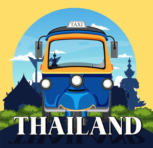 Vecteur gratuit icône de voyage et de tourisme de bangkok thaïlande tuk tuk