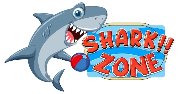 Icône de zone de requin avec personnage de dessin animé de requin