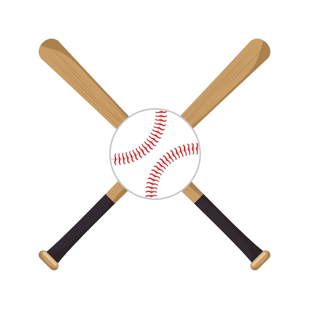 Vecteur gratuit icônes de balle de battes croisées de baseball