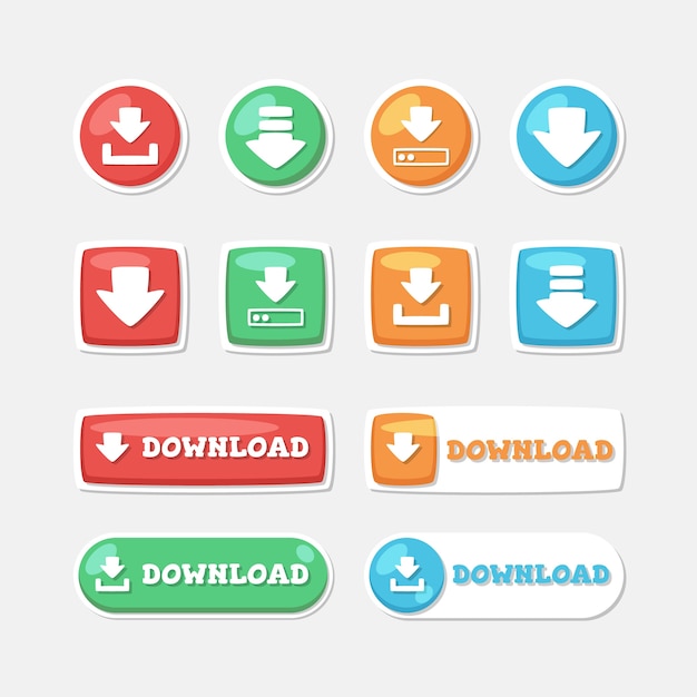 Vecteur gratuit icônes de boutons de téléchargement gratuits dessinés à la main