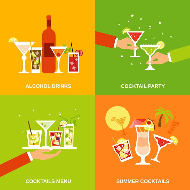 Vecteur gratuit icônes de cocktails alcoolisés