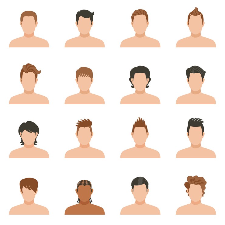 Vecteur gratuit icônes de coiffure homme