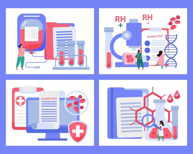 Icônes De Concept De Don De Sang Sertie De Symboles De Transfusion Illustration Isolé Plat