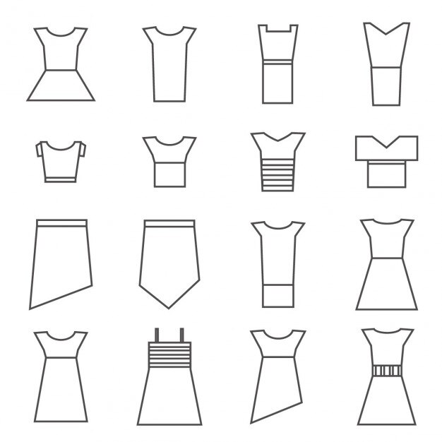 Vecteur gratuit icônes femmes de vêtements mis