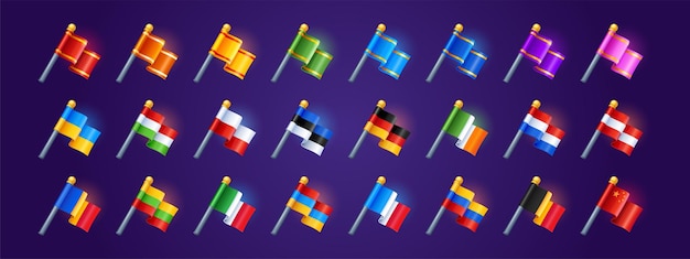 Icônes de jeu avec le drapeau de différents pays