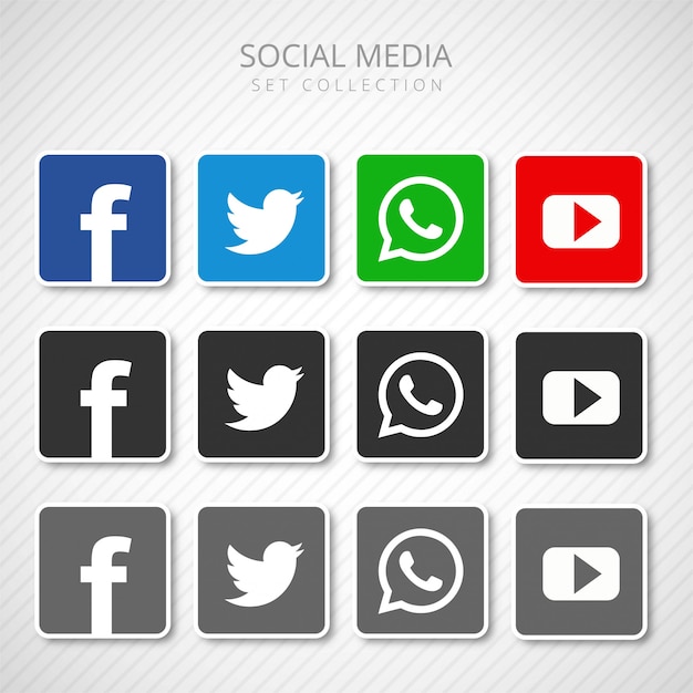 Icônes de médias sociaux abstraits mis vecteur de collection