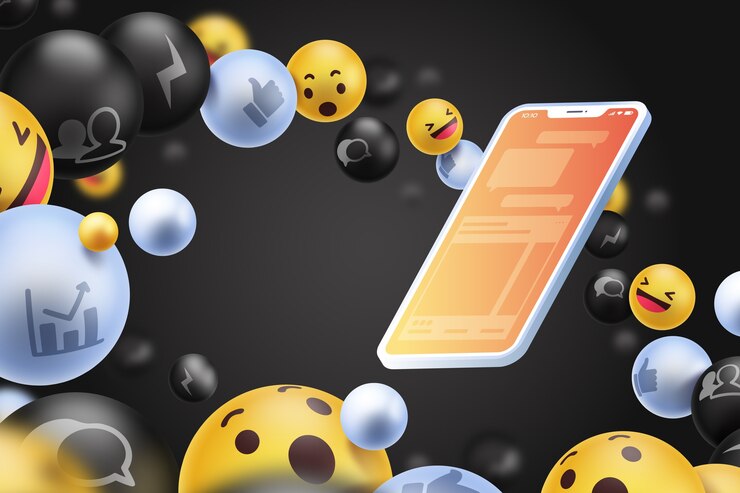Vecteur gratuit icônes de médias sociaux avec fond de téléphone