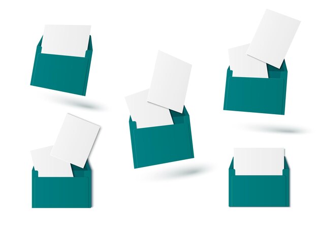 Icones de messagerie 3D isolées sur blanc