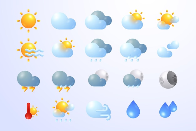 Icônes météo dégradés pour la collection d'applications