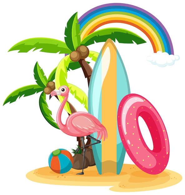 Vecteur gratuit icônes de plage d'été sur l'île isolée