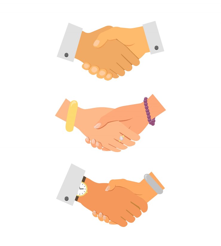 Vecteur gratuit icônes de poignée de main d&#39;affaires