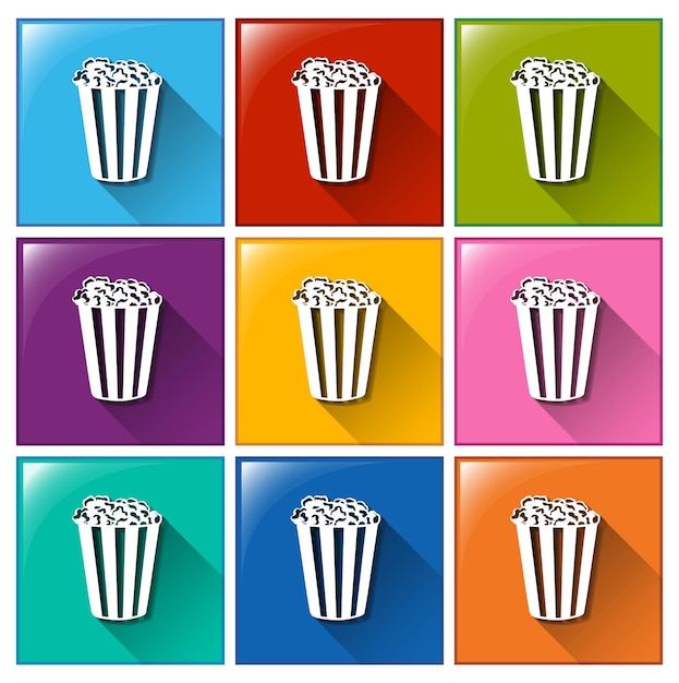 Vecteur gratuit icônes avec des pop-corn