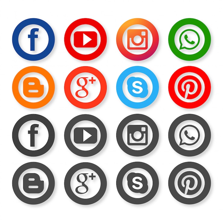 Vecteur gratuit icônes pour les réseaux sociaux