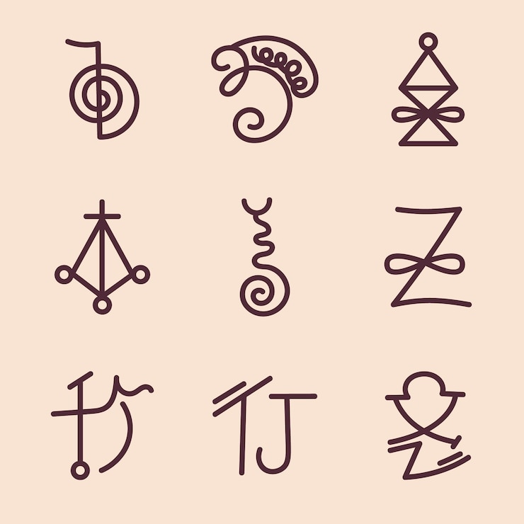 Vecteur gratuit icônes de reiki design plat