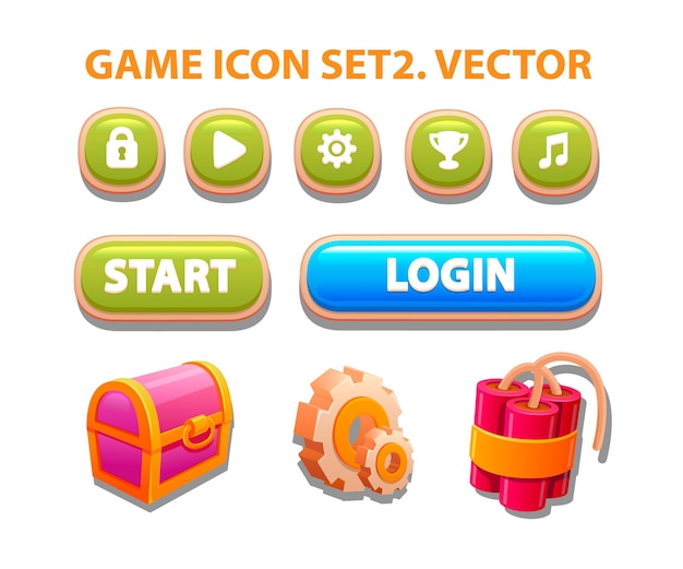 Vecteur gratuit icônes de ressources pour les jeux et la richesse de la poitrine de la barre de ressources de jeu (vecteur). réglages . bombe