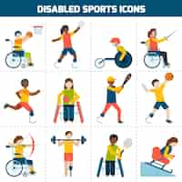 Vecteur gratuit icônes de sports handicapés