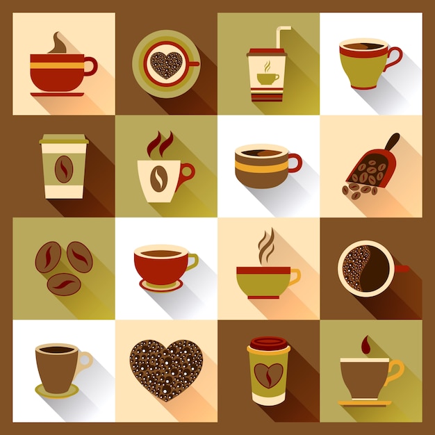 Vecteur gratuit icônes de tasse de café
