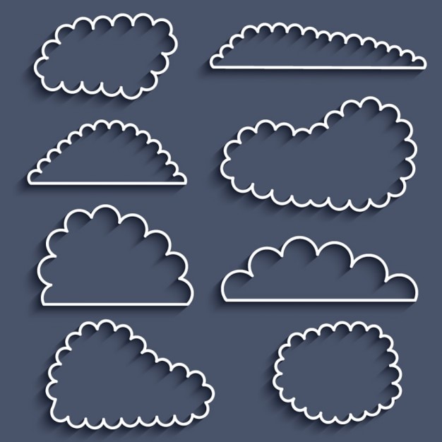 Vecteur gratuit icons collection de nuages ​​décrites