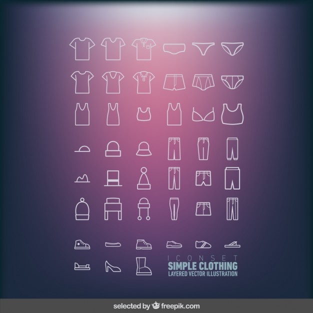 Vecteur gratuit icons set de vêtements simples