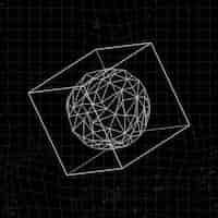 Vecteur gratuit icosaèdre 3d dans un cube sur un vecteur de fond noir
