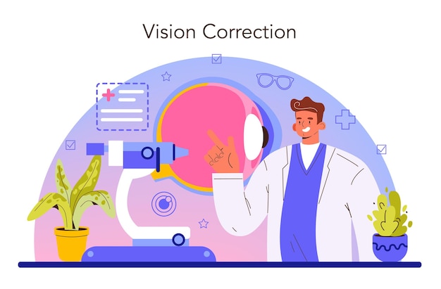 Idée de concept d'ophtalmologiste de contrôle et de traitement de la vue