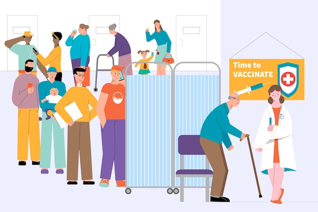 Vecteur gratuit il est temps de vacciner l'illustration