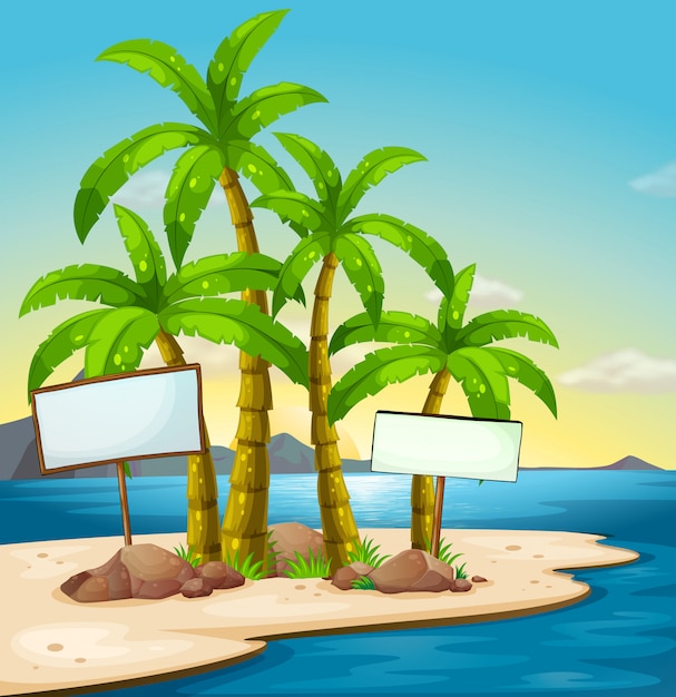 Vecteur gratuit une île avec des panneaux