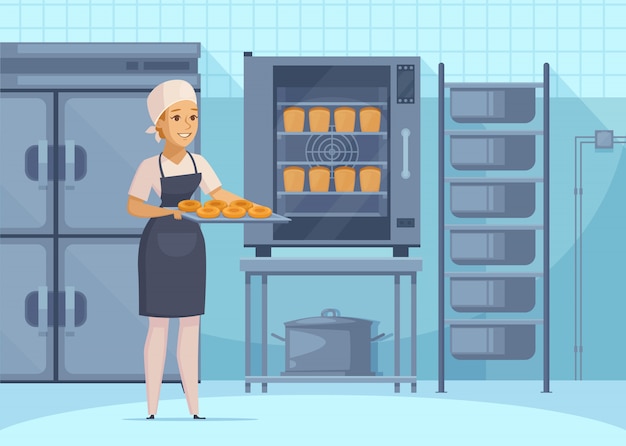 Vecteur gratuit illustation de la production de boulangerie