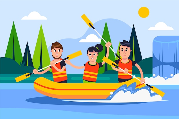 Vecteur gratuit illustrateur de rafting dessiné à la main