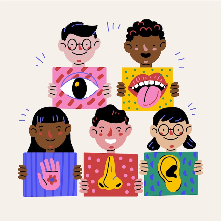 Vecteur gratuit illustration des 5 sens dessinés à la main