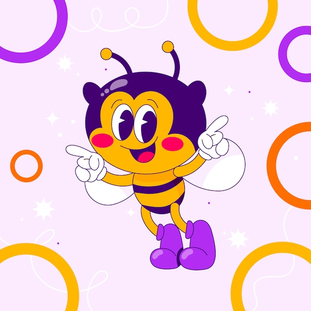 Vecteur gratuit illustration d'abeille de dessin animé dessiné à la main