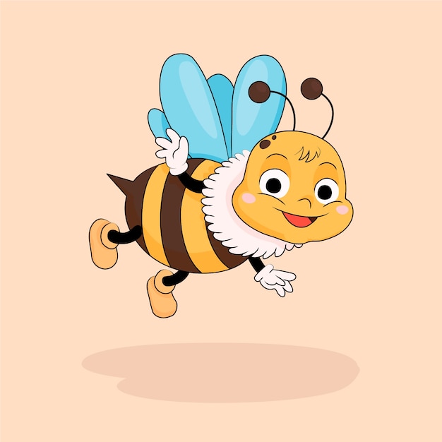 Vecteur gratuit illustration d'abeille de dessin animé dessiné à la main