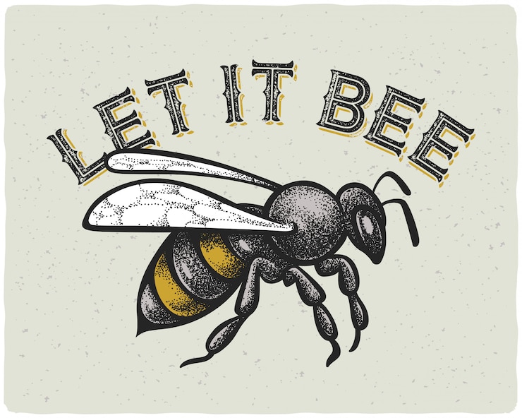 Vecteur gratuit illustration d'abeille avec texte
