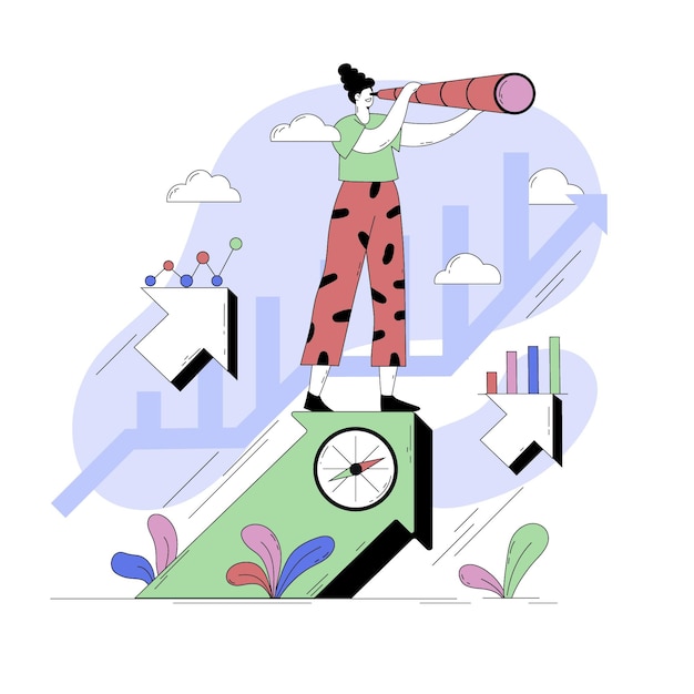 Illustration abstraite de la personne avec des éléments marketing illustrés