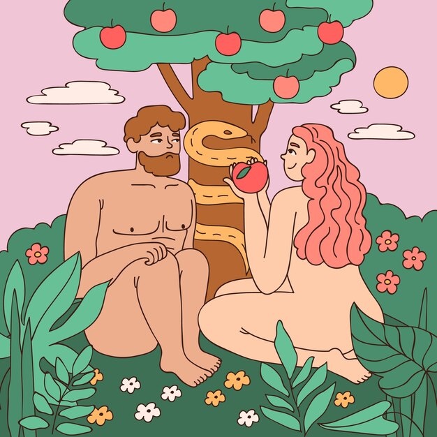 Illustration d'Adam et Ève dessinée à la main