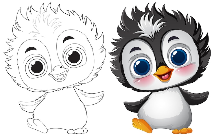 Vecteur gratuit une illustration adorable du bébé pingouin