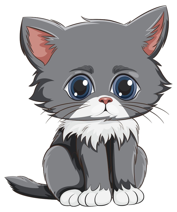 Vecteur gratuit l'illustration adorable du chaton aux yeux larges