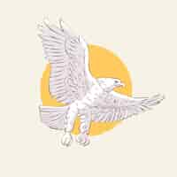 Vecteur gratuit illustration d'un aigle volant dessinée à la main