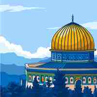 Vecteur gratuit illustration al aqsa design plat dessiné à la main