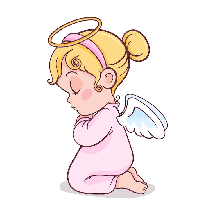 Vecteur gratuit illustration d'ange dessin animé mignon dessiné à la main