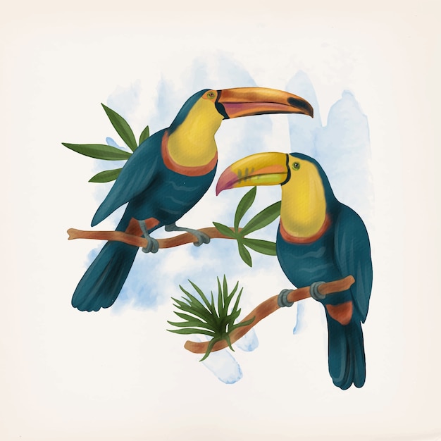 Vecteur gratuit illustration animale rétro toucan