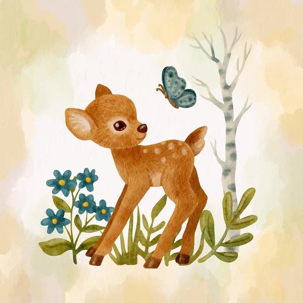 Illustration d'animaux de la forêt aquarelle