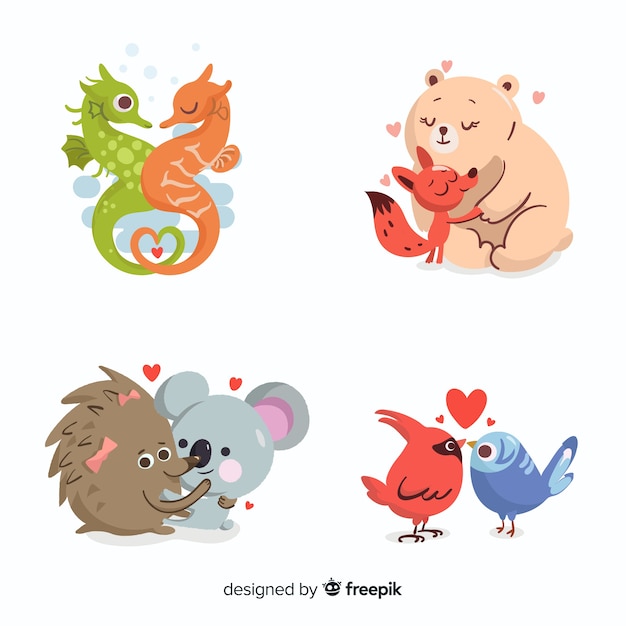 Illustration D'animaux Mignons Amoureux