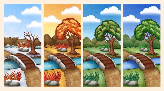 Vecteur gratuit illustration aquarelle 4 saisons