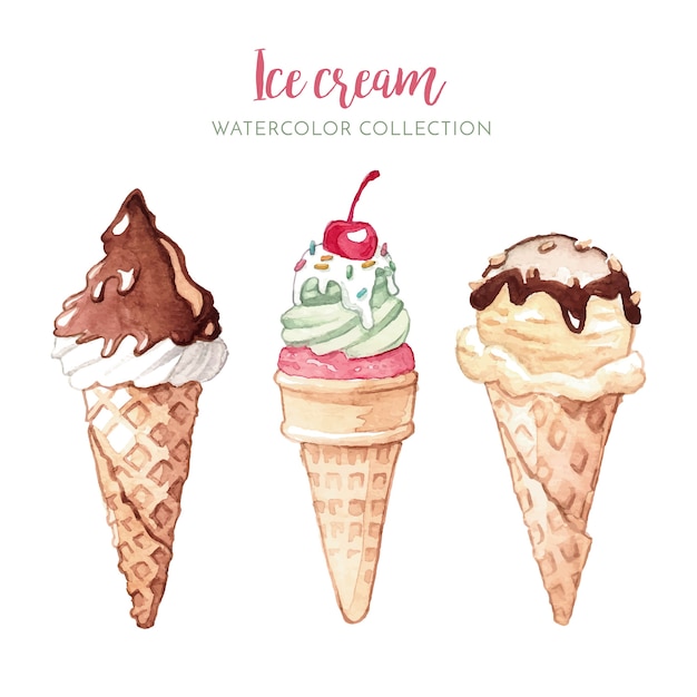 Vecteur gratuit illustration aquarelle de crème glacée